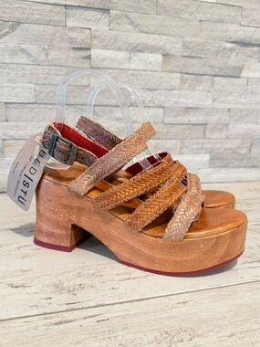 Bed Stu Women’s Size 10 Voicing Braided Leather Platform Sandals Brown/Tan NEW